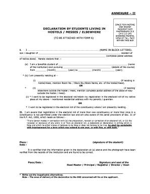Student Residence Declaration Form