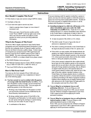 USCIS Form I-864W Affidavit of Support Exemption