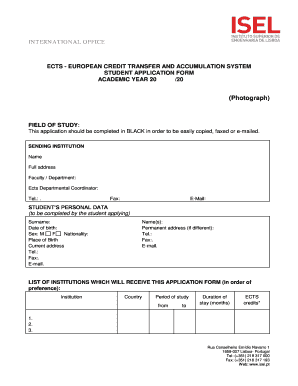 ECTS Student Application Form