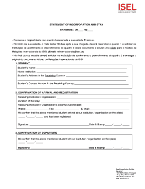 Declaração de Incorporação e Estadia Erasmus+