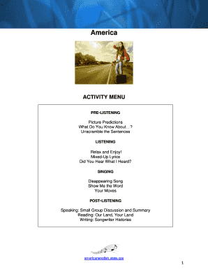 America Song Activity Guide