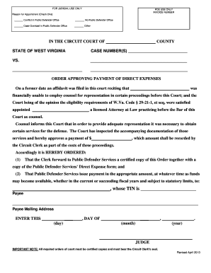 West Virginia Direct Expense Voucher
