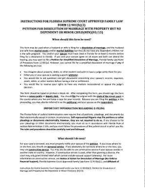 Florida Petition for Dissolution of Marriage with Property