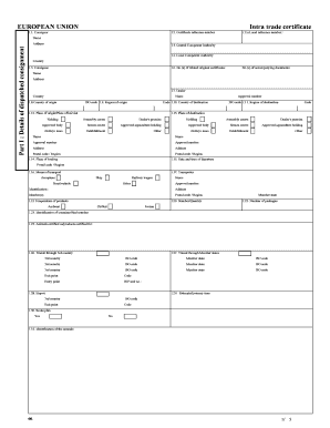 EU Intra Trade Certificate for Swine