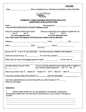 Community Homelessness Prevention Initiative Assistance Application