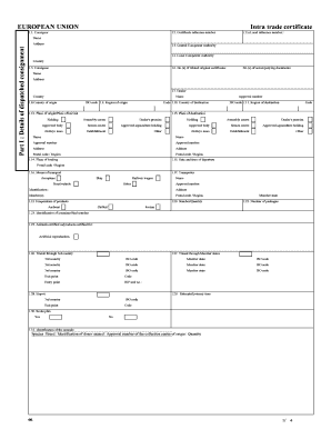 EU Intra Trade Certificate for Ovine and Caprine Semen