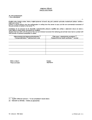 Pet Movement Declaration Form