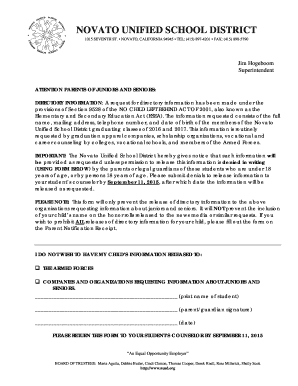 Directory Information Release Denial Form