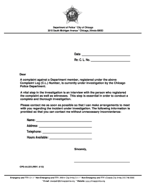 Chicago Police Complaint Interview Request