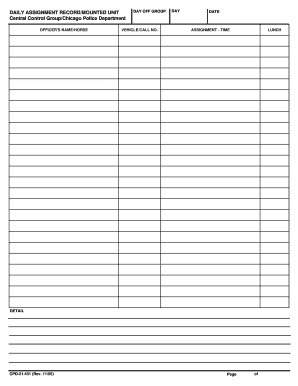 Chicago Police Department Daily Assignment Record