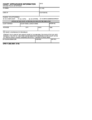 Court Appearance Information Form