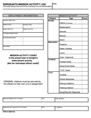 Chicago Police Department Mission Activity Log