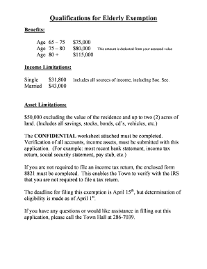 New Hampshire Elderly Property Tax Exemption Application