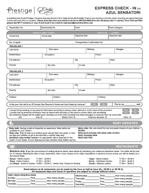 Azul Sensatori Express Check-in Form