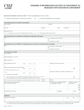 Demande d’information sur l’état de conformité ou Demande d’attestation de conformité