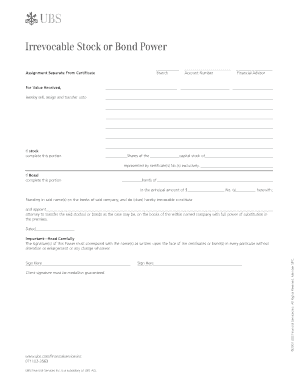 Irrevocable Stock or Bond Power