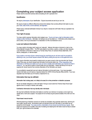 Thames Valley Police Subject Access Application