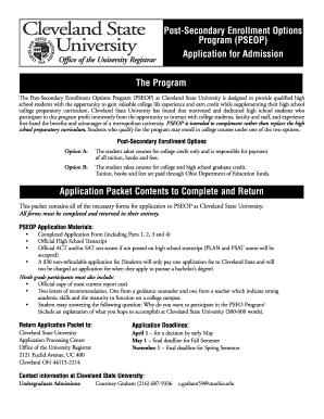 Post-Secondary Enrollment Options Program Application