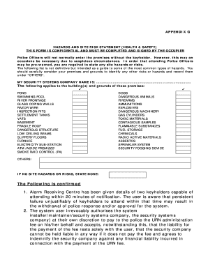Hazards and Site Risk Statement