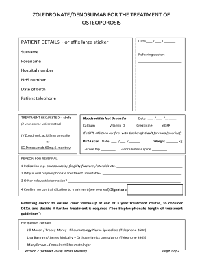 Osteoporosis Treatment Request Form