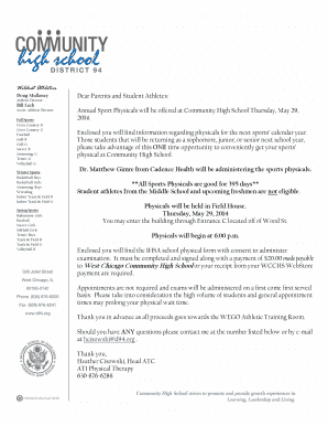 Illinois High School Athletic Physical Form