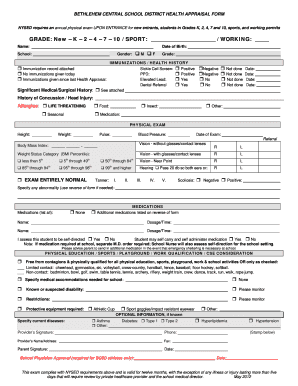 New York Health Appraisal Form