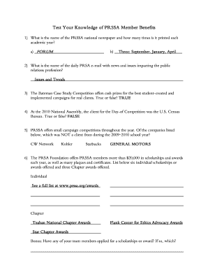 PRSSA Member Benefits Quiz