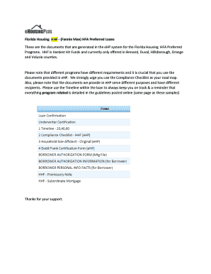 Florida HFA Preferred Conventional Loan Compliance Checklist
