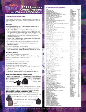 2011 Livestock Awards Program Application