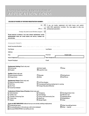 Nursing Education Initiative Individual Application
