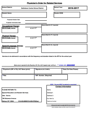 Physician's Order for Related Services