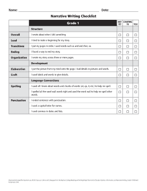 Narrative Writing Checklist