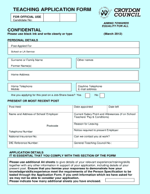 Teaching Application Form