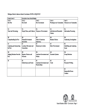 Michigan Grade 1 Social Studies Curriculum