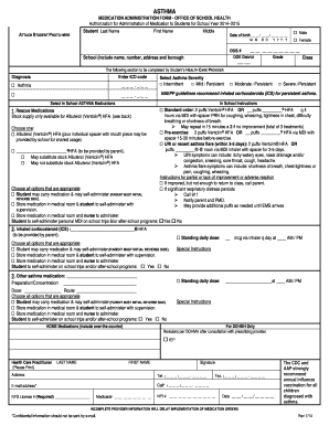Asthma Medication Administration Form