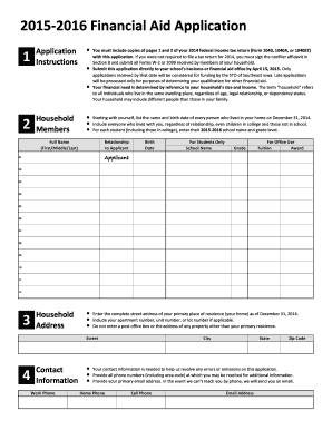 2015-2016 Financial Aid Application