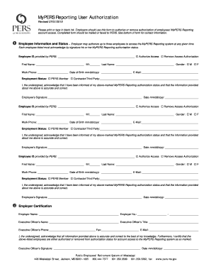 MyPERS Reporting User Authorization Form