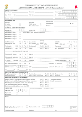 HIV and AIDS Programme ART Assessment Form