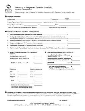 Summary of Wages and Contributions Paid Form 8-ORP