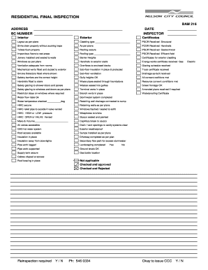Residential Final Inspection Form