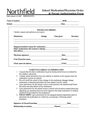 School Medication Authorization Form