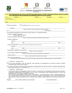 Modulo: Domanda di Iscrizione all’Intervento