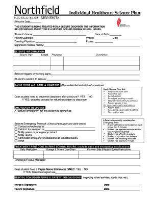 Individual Healthcare Seizure Plan