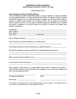 Bullying Report Form