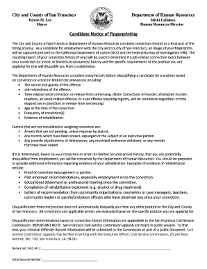 Candidate Notice of Fingerprinting
