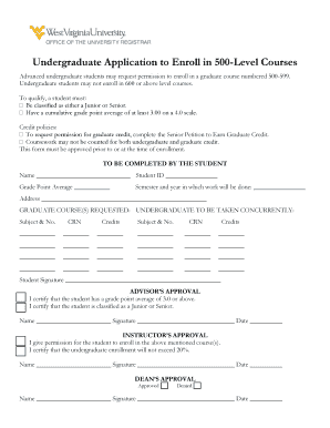 Undergraduate Application to Enroll in 500-Level Courses