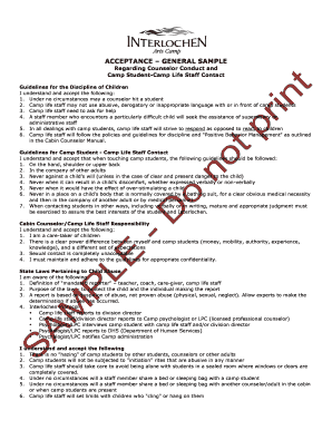Cabin Counselor Conduct Agreement