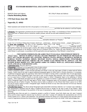 Standard Residential Exclusive Marketing Agreement