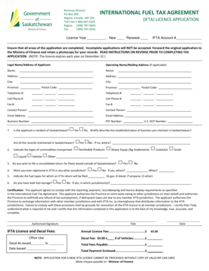 International Fuel Tax Agreement Licence Application