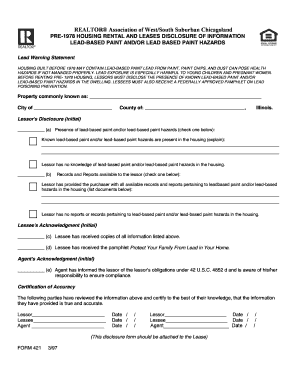 Pre-1978 Housing Lead-Based Paint Disclosure Form